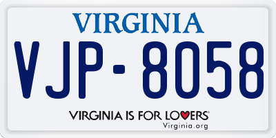 VA license plate VJP8058