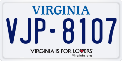 VA license plate VJP8107
