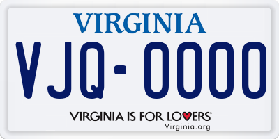VA license plate VJQ0000