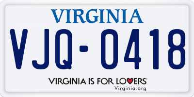 VA license plate VJQ0418