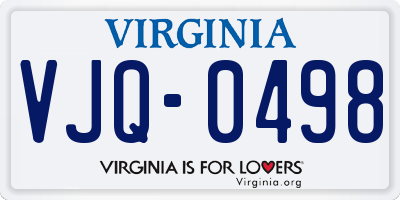 VA license plate VJQ0498