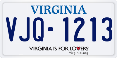 VA license plate VJQ1213