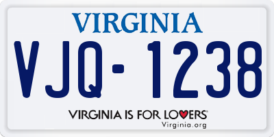 VA license plate VJQ1238