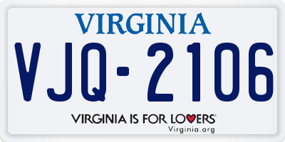 VA license plate VJQ2106
