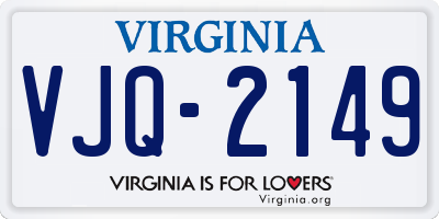 VA license plate VJQ2149