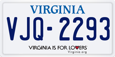 VA license plate VJQ2293