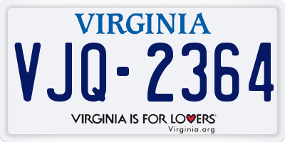 VA license plate VJQ2364