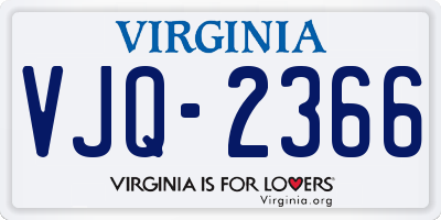 VA license plate VJQ2366