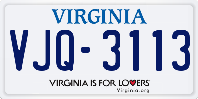 VA license plate VJQ3113