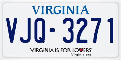 VA license plate VJQ3271