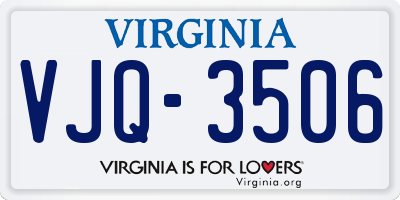 VA license plate VJQ3506