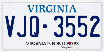VA license plate VJQ3552