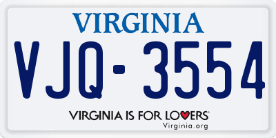 VA license plate VJQ3554