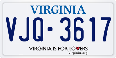 VA license plate VJQ3617