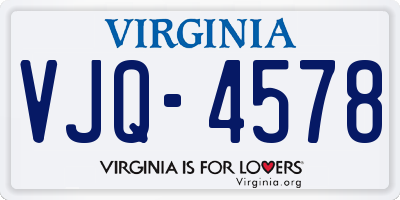 VA license plate VJQ4578