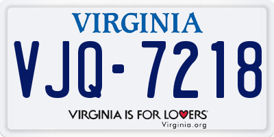 VA license plate VJQ7218