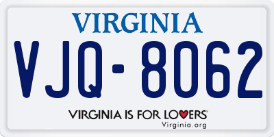 VA license plate VJQ8062