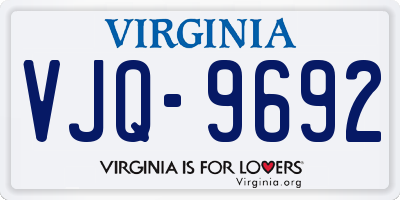 VA license plate VJQ9692