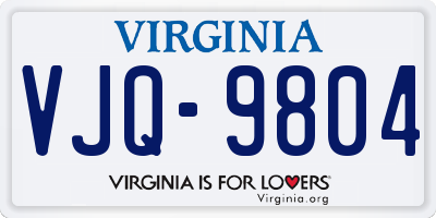 VA license plate VJQ9804