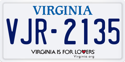 VA license plate VJR2135