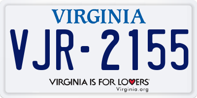 VA license plate VJR2155