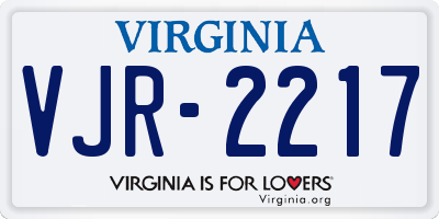 VA license plate VJR2217