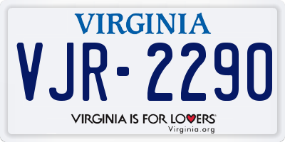 VA license plate VJR2290