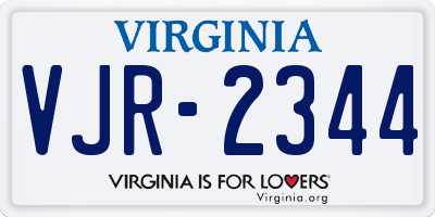 VA license plate VJR2344
