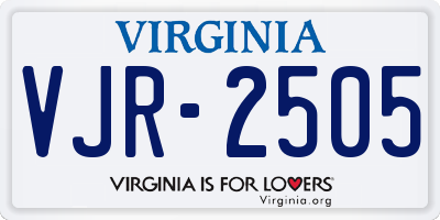 VA license plate VJR2505