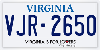 VA license plate VJR2650