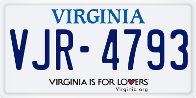 VA license plate VJR4793