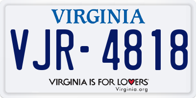 VA license plate VJR4818