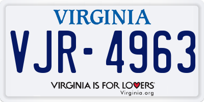 VA license plate VJR4963
