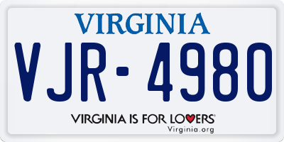 VA license plate VJR4980
