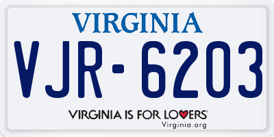 VA license plate VJR6203