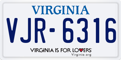 VA license plate VJR6316