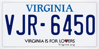 VA license plate VJR6450