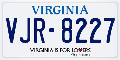 VA license plate VJR8227