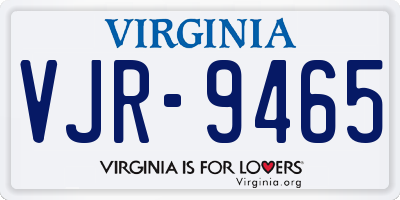 VA license plate VJR9465