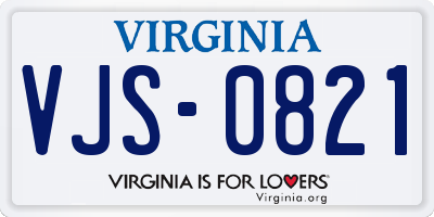VA license plate VJS0821