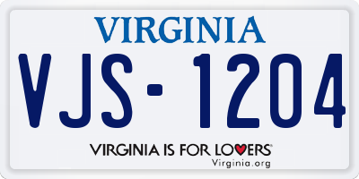 VA license plate VJS1204