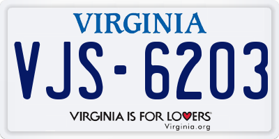 VA license plate VJS6203