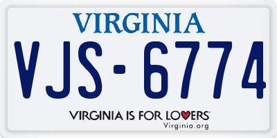 VA license plate VJS6774