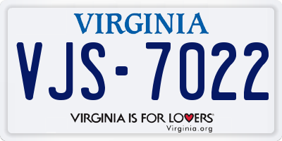 VA license plate VJS7022