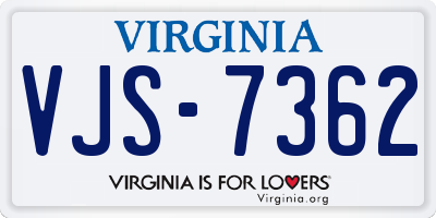 VA license plate VJS7362