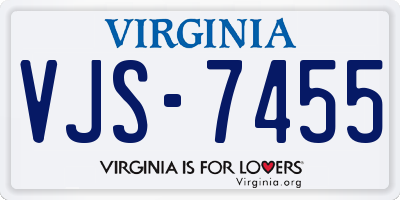 VA license plate VJS7455