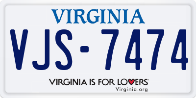 VA license plate VJS7474