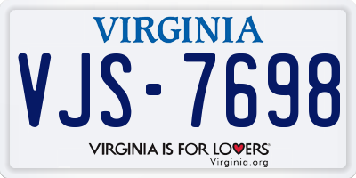 VA license plate VJS7698