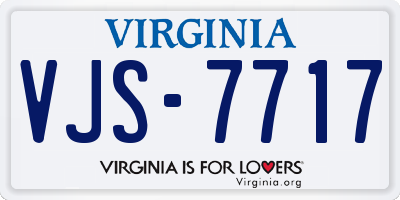 VA license plate VJS7717