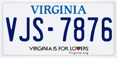 VA license plate VJS7876